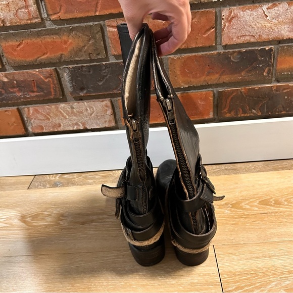 Freebird by Steven Drove Black Leather Strappy Buckle Riding Western Boots - Picture 5 of 9